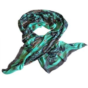 Vera Bradley Mint Green Paisley Floral Scarf –‎ Boho Chic – 68" x 27"